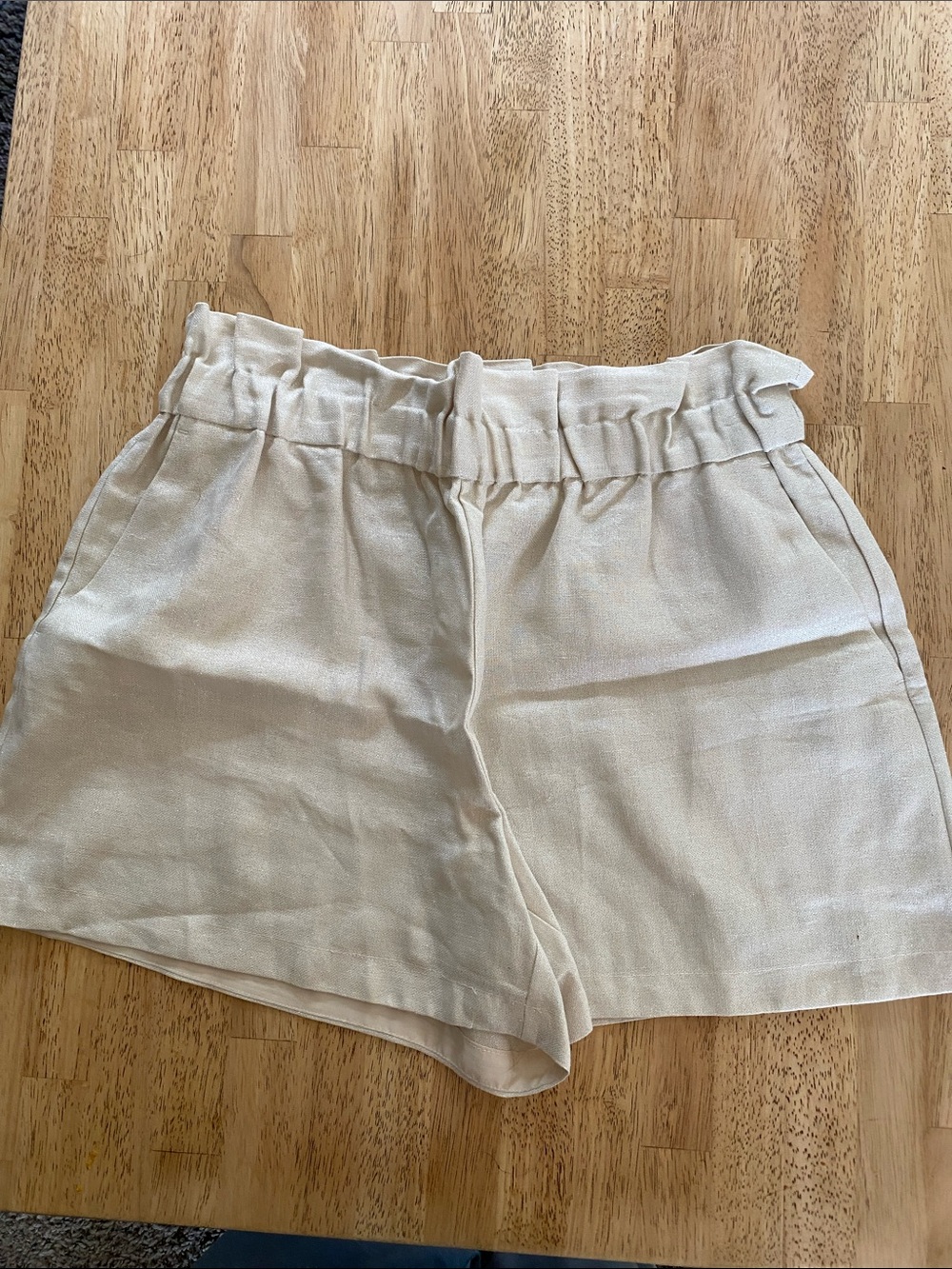 Express Cream Sparkle Paperbag-Waist Women's Shorts
